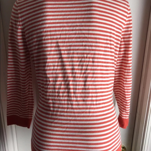 Talbots Coral Striped Cardigan Medium-Button Down - Picture 4 of 8